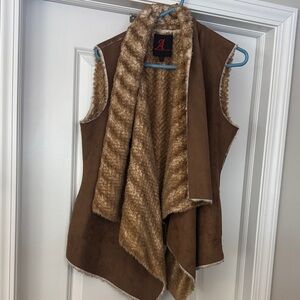 Adrienne Landau Camel Faux Fur Vest